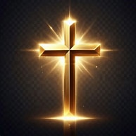 A glowing gold cross